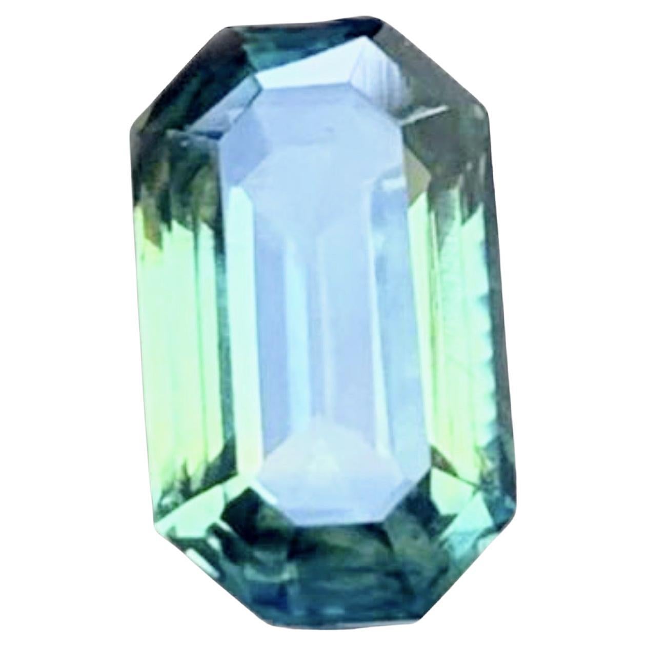 Artisan 1.8ct Emerald Cut LOUPE CLEAN Natural Teal Blue Sapphire Gemstone For Sale