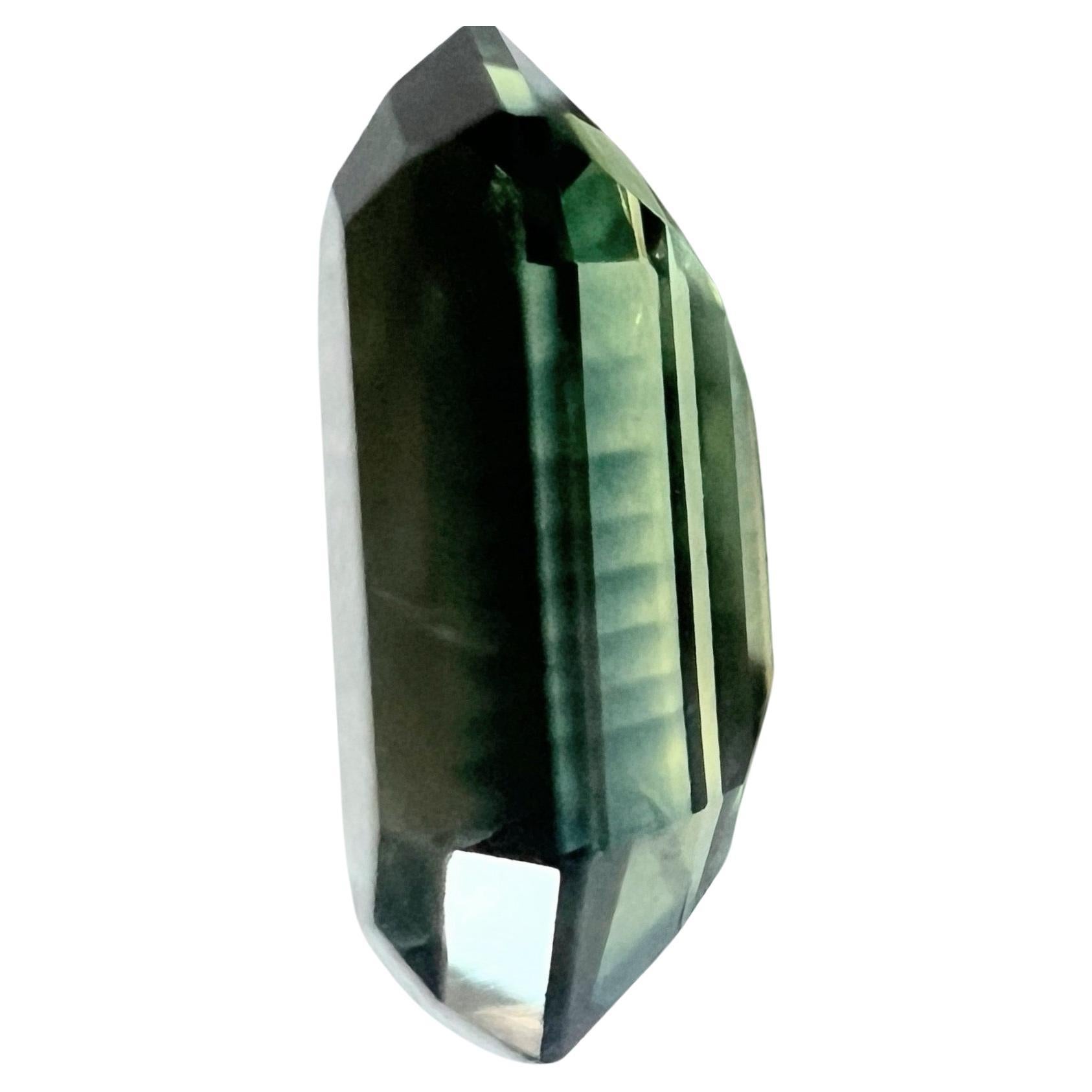 1.8ct Emerald Cut LOUPE CLEAN Natural Teal Blue Sapphire Gemstone For Sale 2