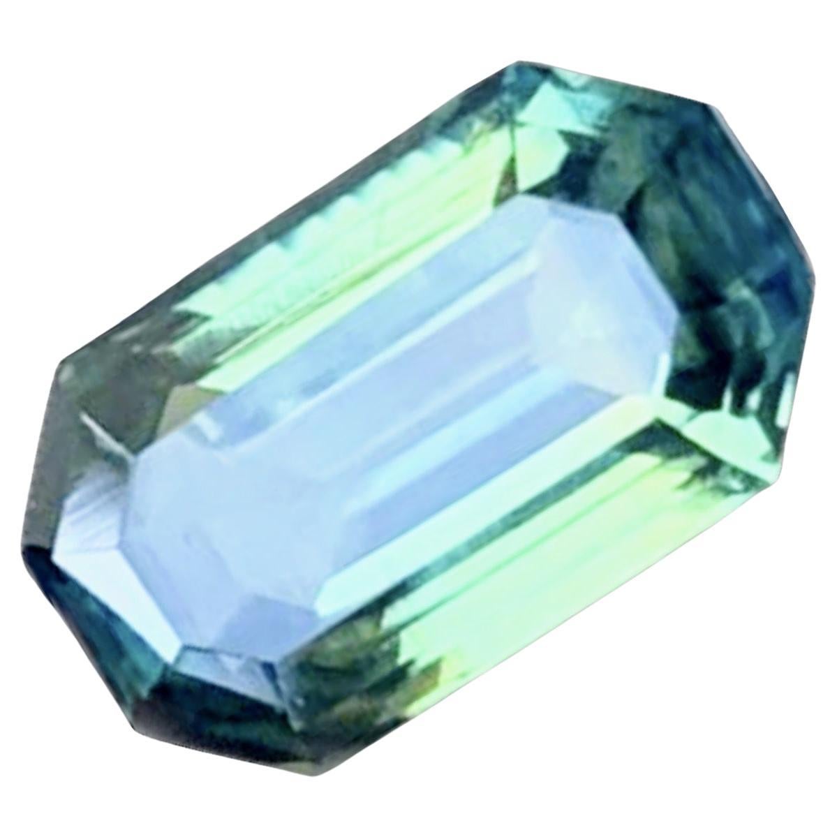 Artisan 1.8ct Emerald Cut LOUPE CLEAN Natural TEAL BLUE SAPPHIRE Gemstone NO RESERVE For Sale