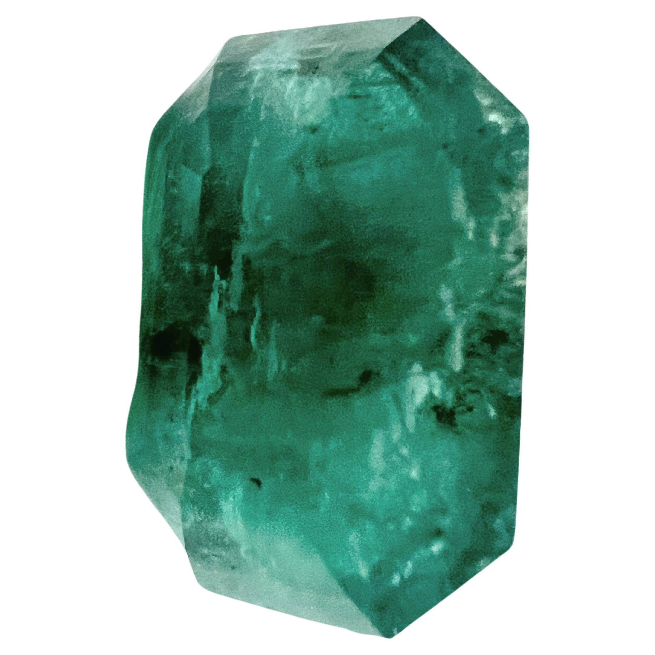 Artisan NO RESERVE 11.2ct Natural NON-OILED EMERALD Gemstone  For Sale