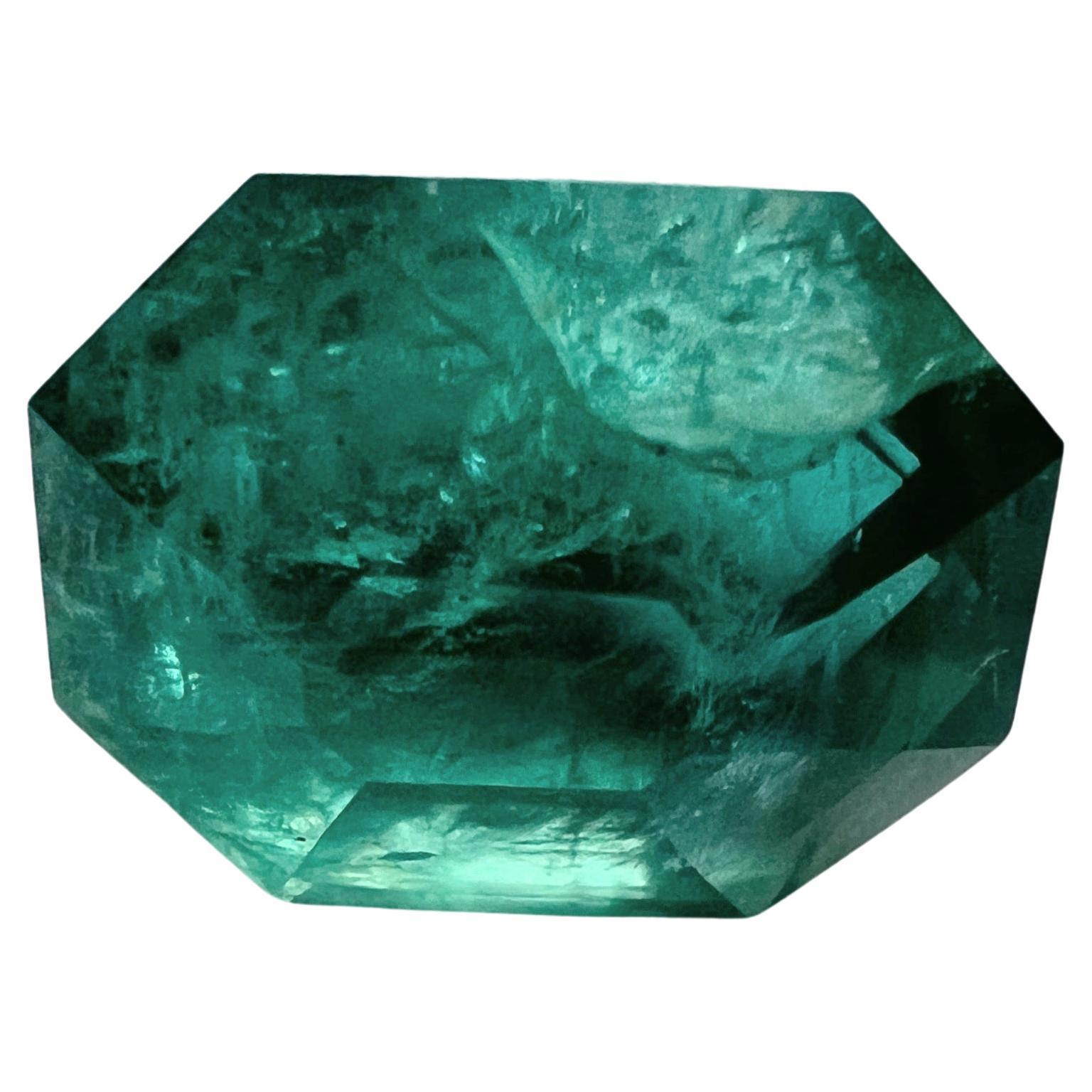 6.5ct Octagon Cut Non-Oil Natural Emerald Gemstone