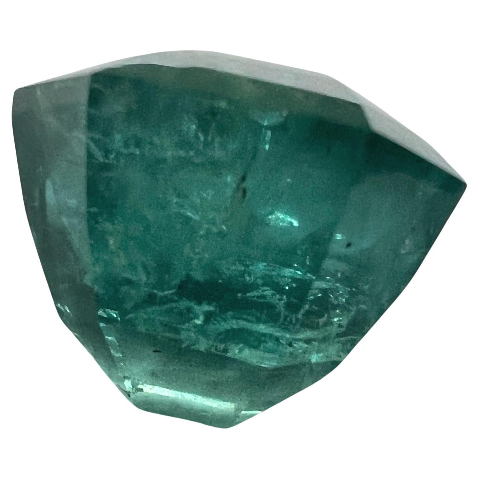 6.5ct Octagon Cut NON-OILED Natural EMERALD Gemstone In New Condition For Sale In Sheridan, WY