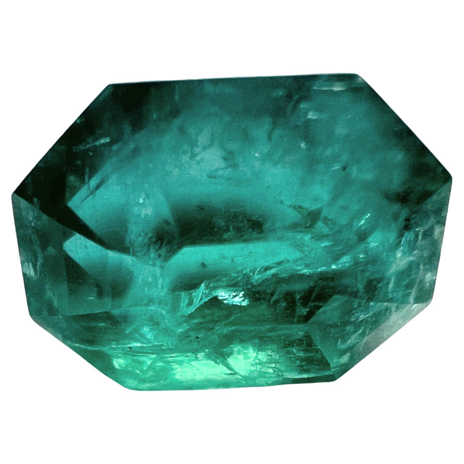 Women's or Men's 6.5ct Octagon Cut NON-OILED Natural EMERALD Gemstone For Sale