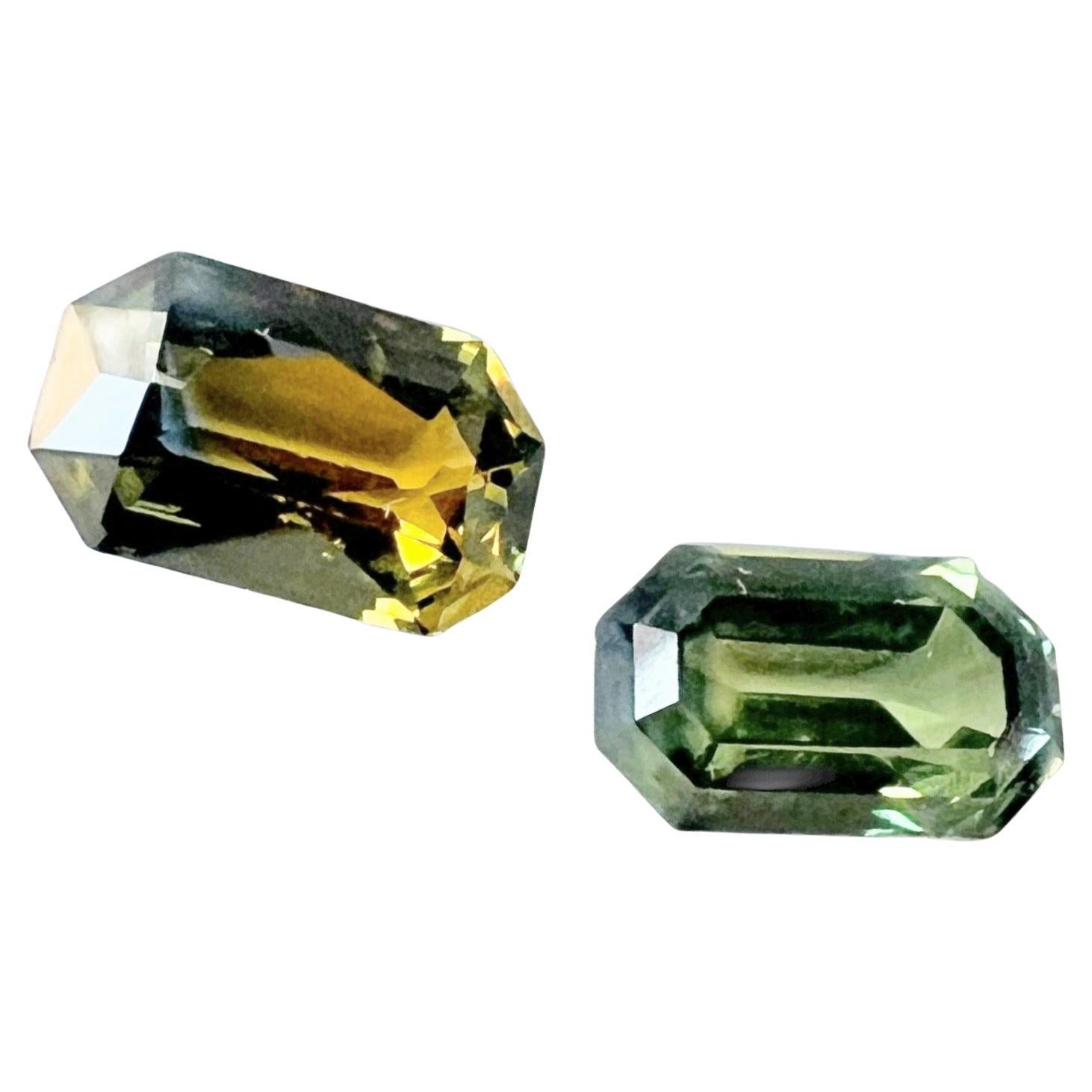 1.8ct Princess Cut Natural Bicolor Yellow Blue Parti Sapphire Gemstone - CLEAN In New Condition For Sale In Sheridan, WY