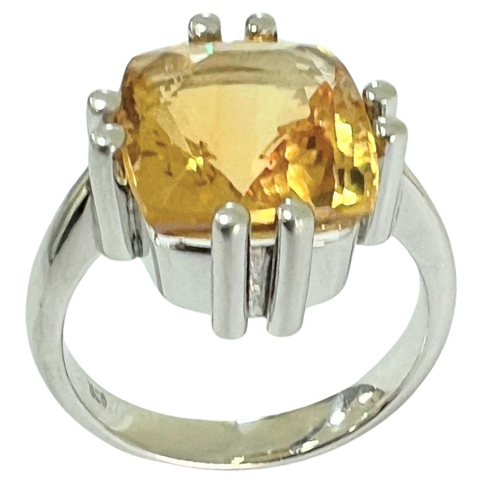 11ct Cushion Cut Natural No Heat Citrine Ring