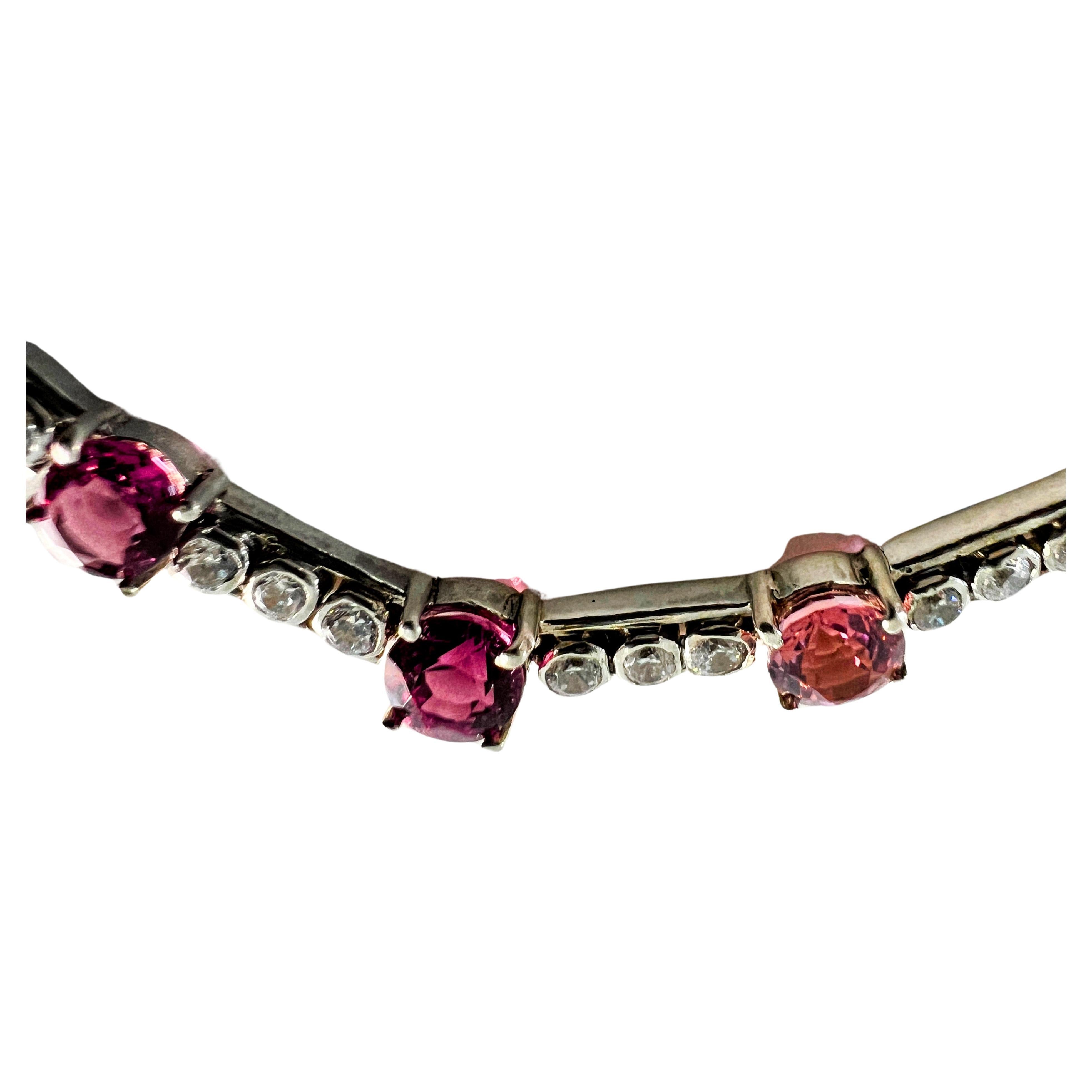 Contemporary 7.5ct Pink Tourmaline Tennis Bracelet For Sale