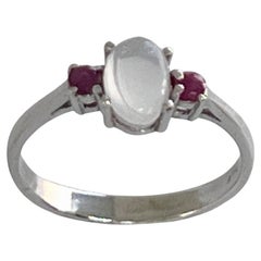 EGL Certified 1ct Moonstone and Ruby Cocktail Ring