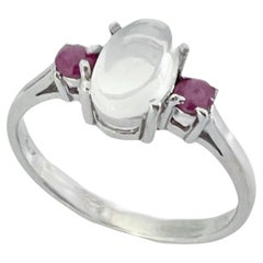  1ct Moonstone and Ruby Cocktail Ring