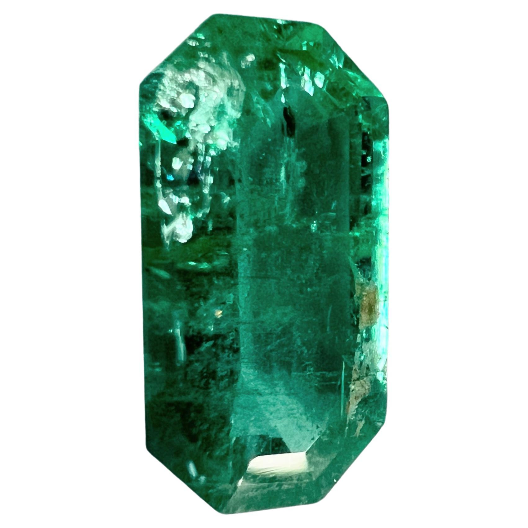 Artisan 2.35ct NON-OILED Rectangular cut NATURAL EMERALD Gemstone NO RESERVE For Sale