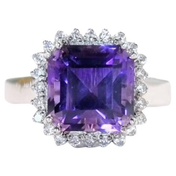 4ct Cushion Cut Amethyst Cocktail Ring