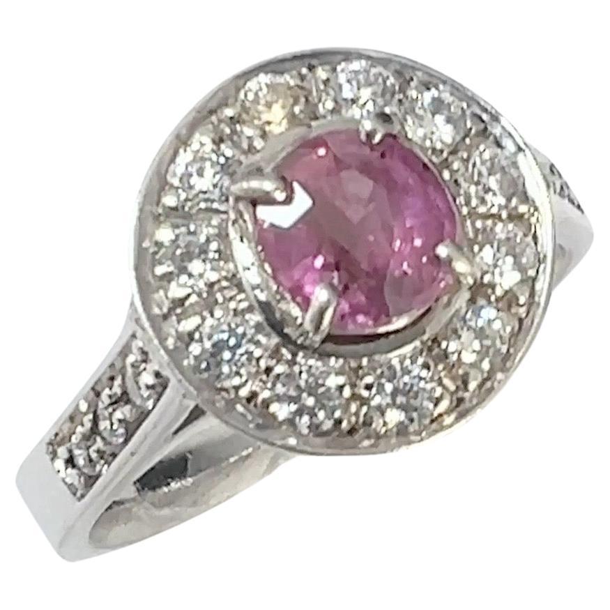 1.1ct Oval Cut Pink Sapphire Ring For Sale 1