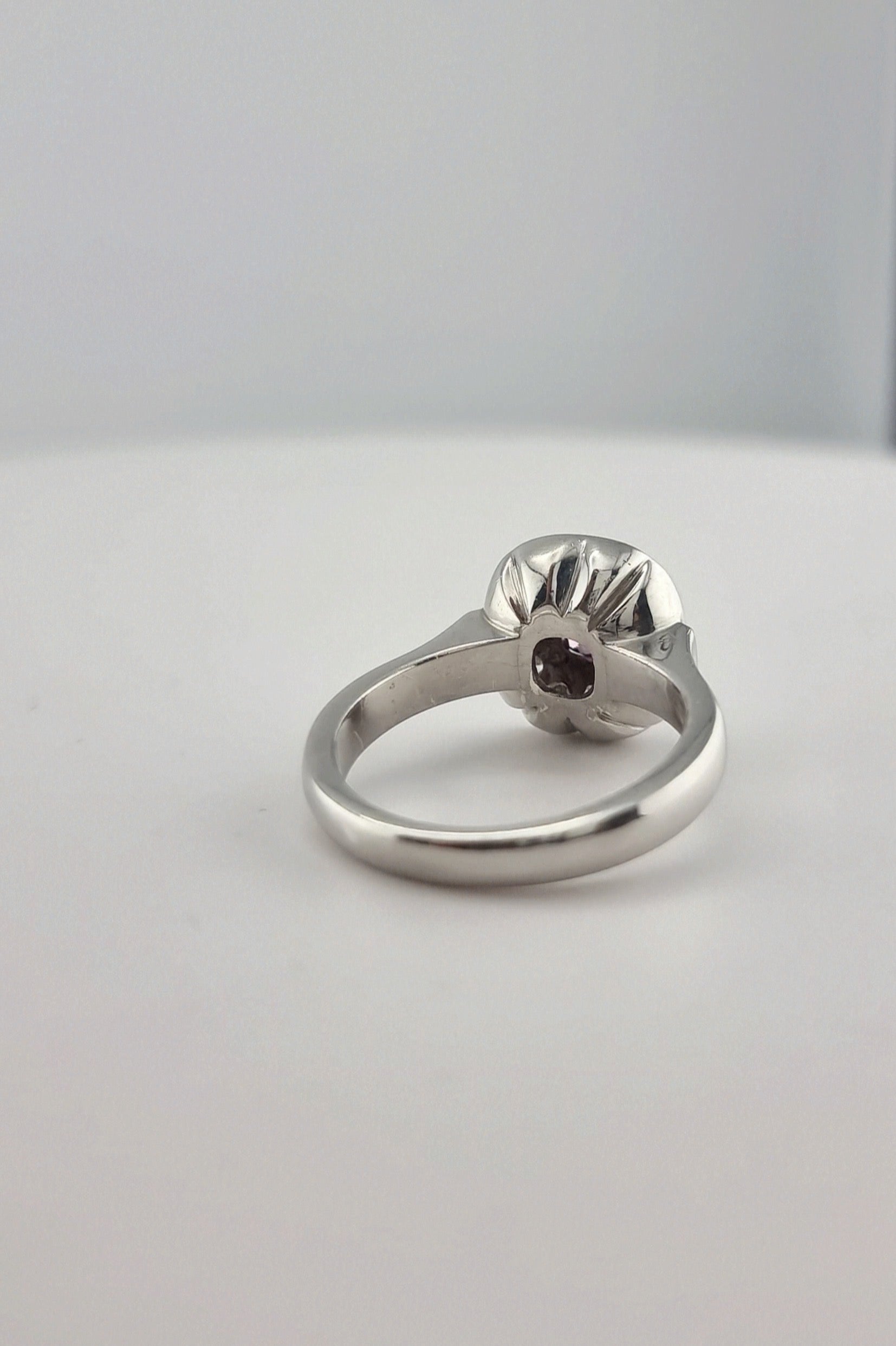 Bague saphir rose 1ct à taille coussin en vente 1