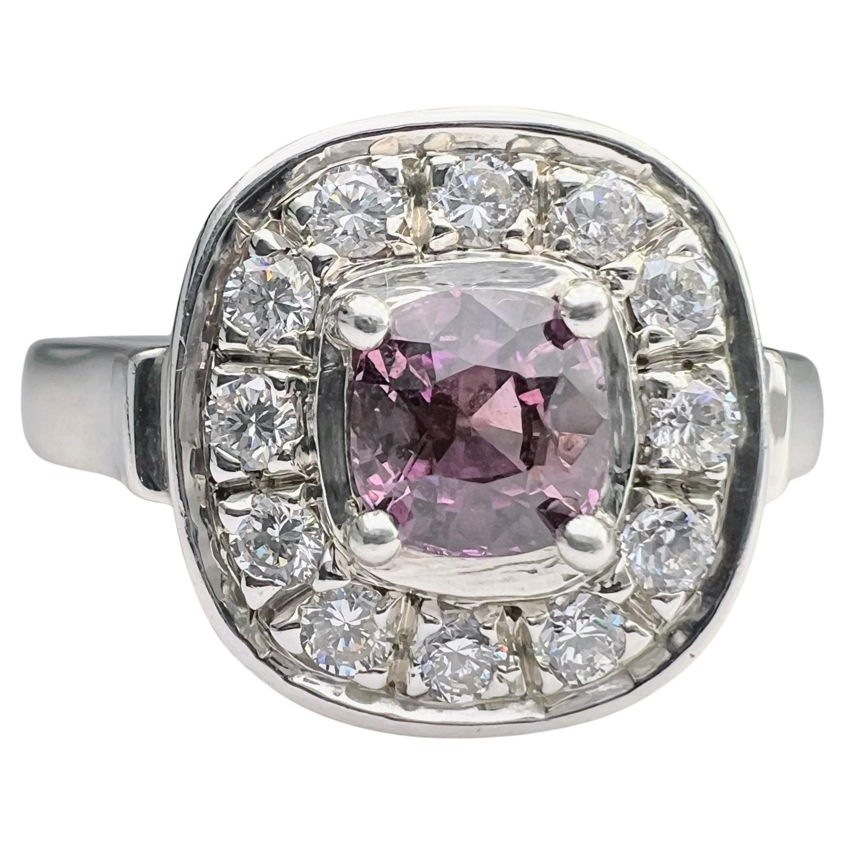 Bague saphir rose 1ct à taille coussin en vente 3