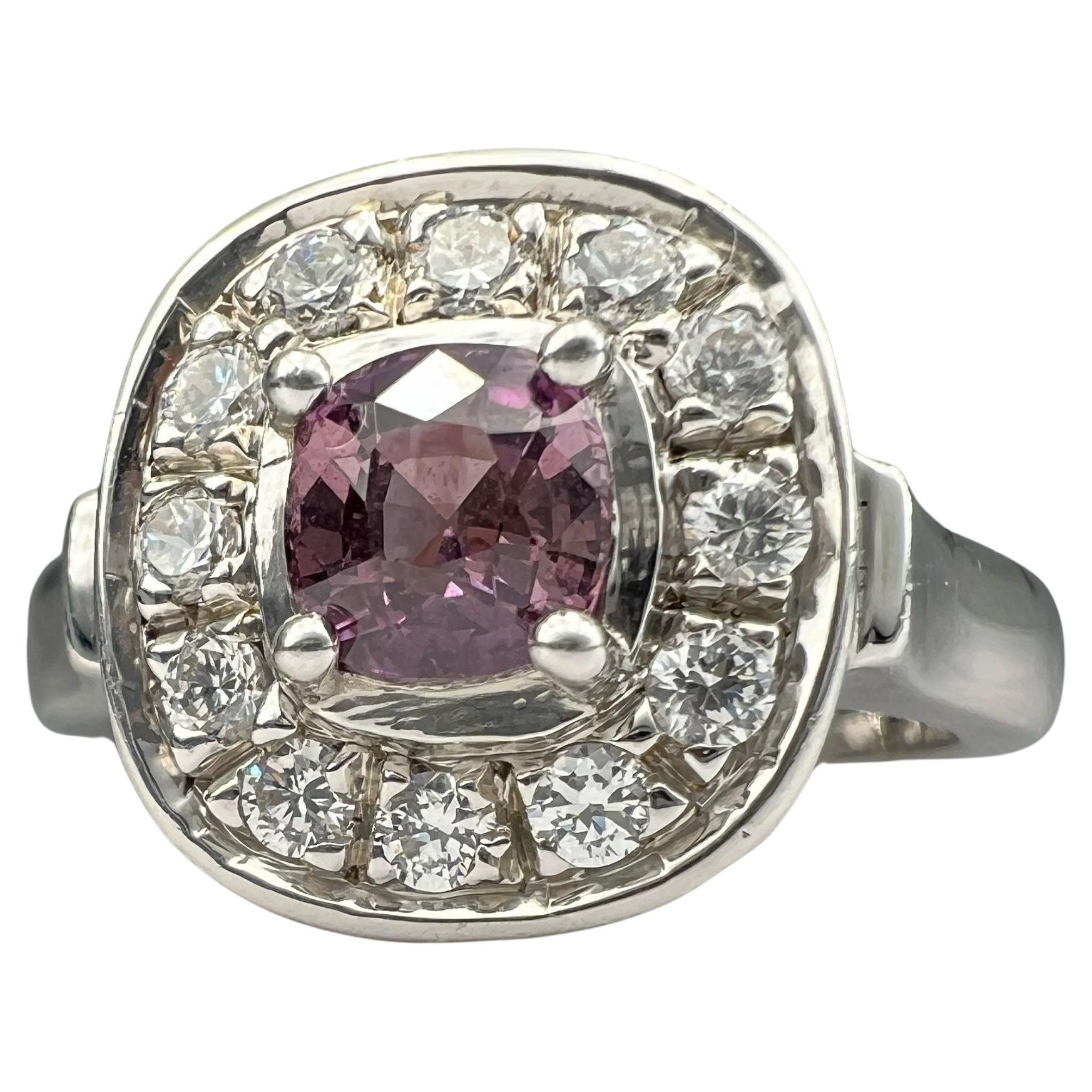 Bague saphir rose 1ct à taille coussin en vente 2