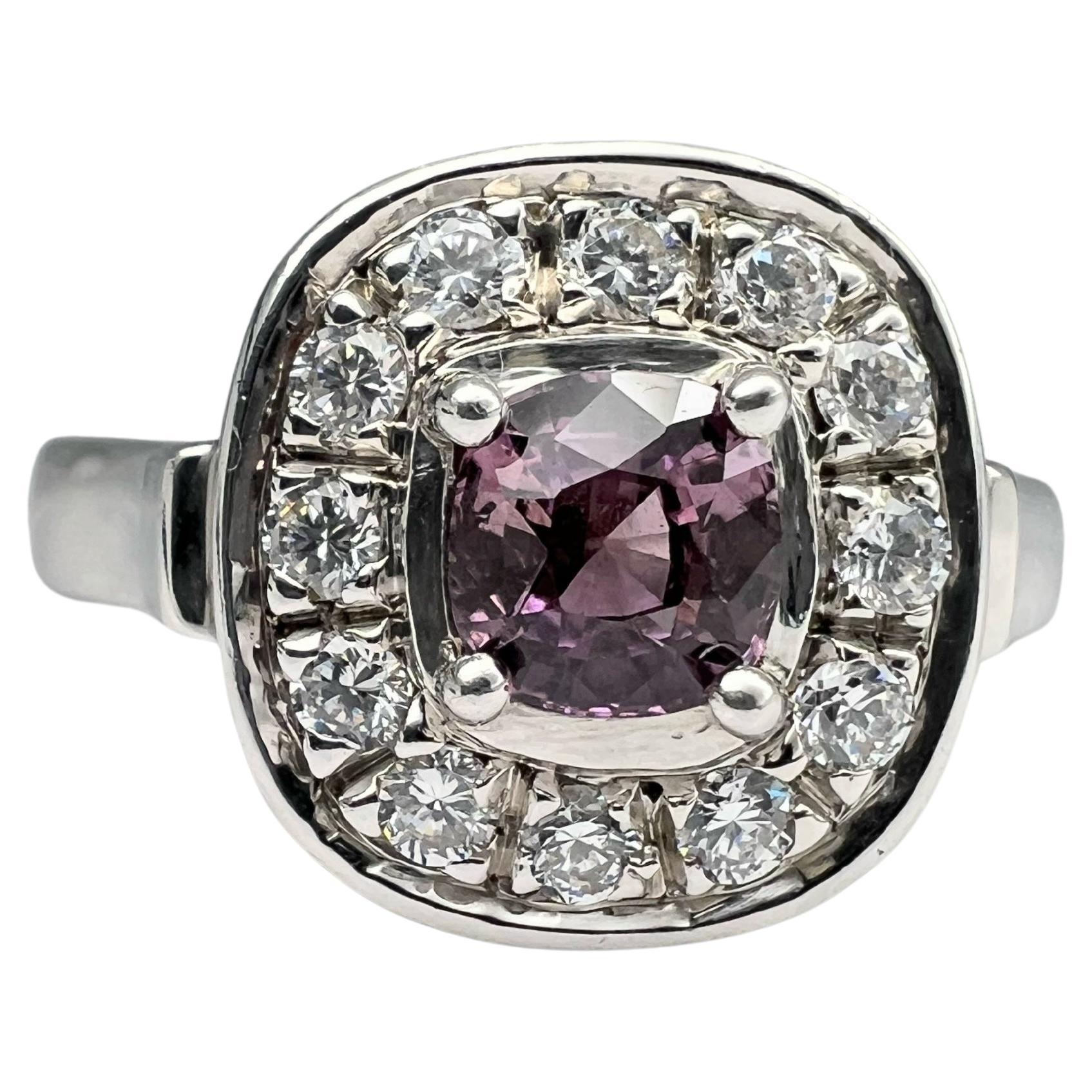 Bague saphir rose 1ct à taille coussin Unisexe en vente
