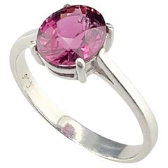 2.5ct Pink Oval Garnet Sterling Silver Solitaire Ring
