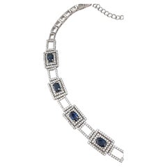 Pulsera de tenis cuadrada de zafiro azul natural de 2,6 ctw