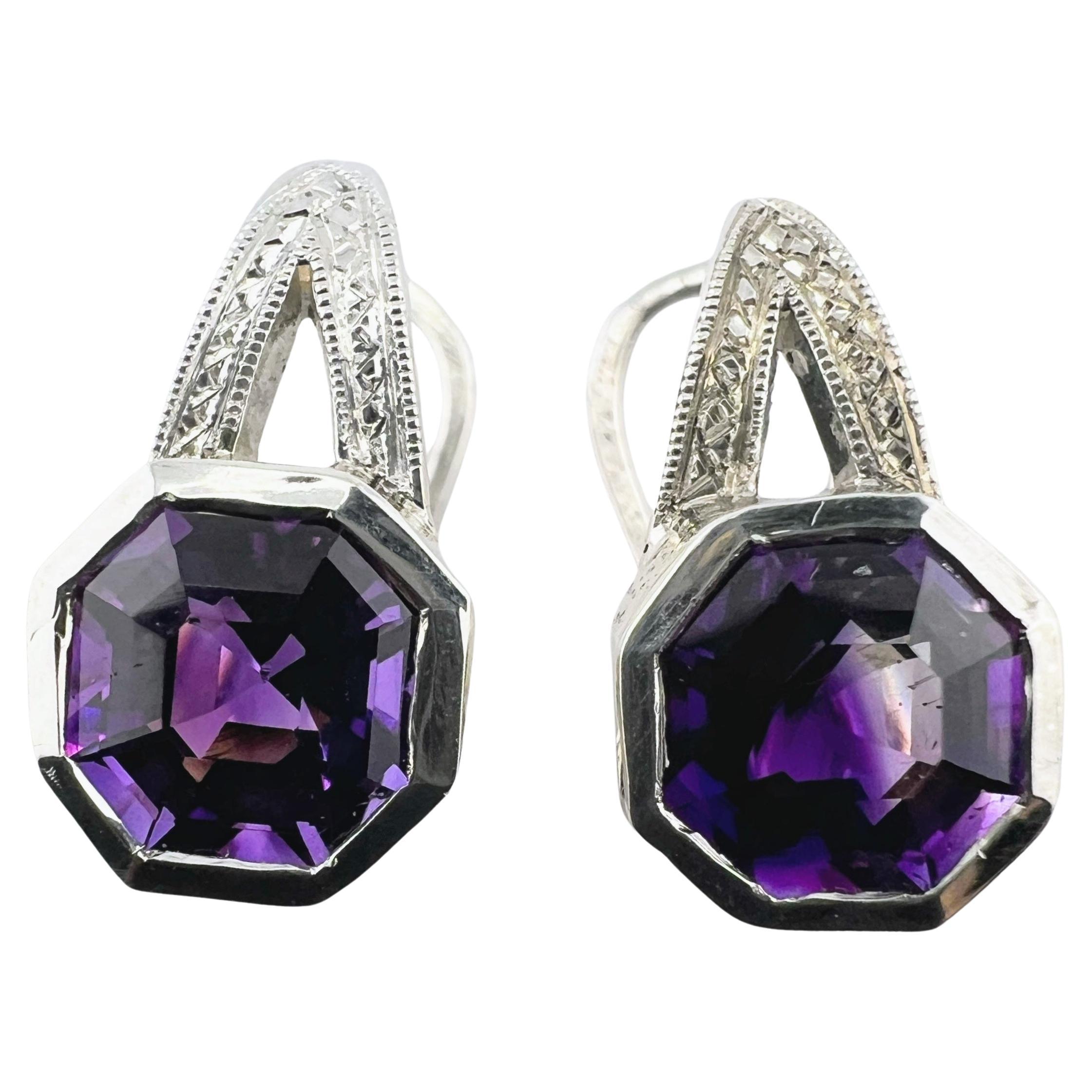 4.07ctw Amethyst Lever Back Earrings in Sterling Silver