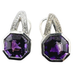 4.07ctw Amethyst Lever Back Earrings in Sterling Silver