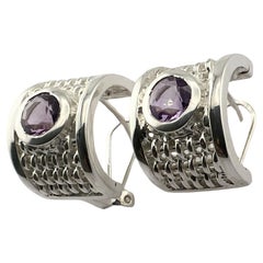 Orecchino a leva fatto a mano con design a trama di cestino in argento sterling