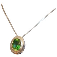 Collana con ciondolo di citrino ovale Nature 5.5ct in A. Silver