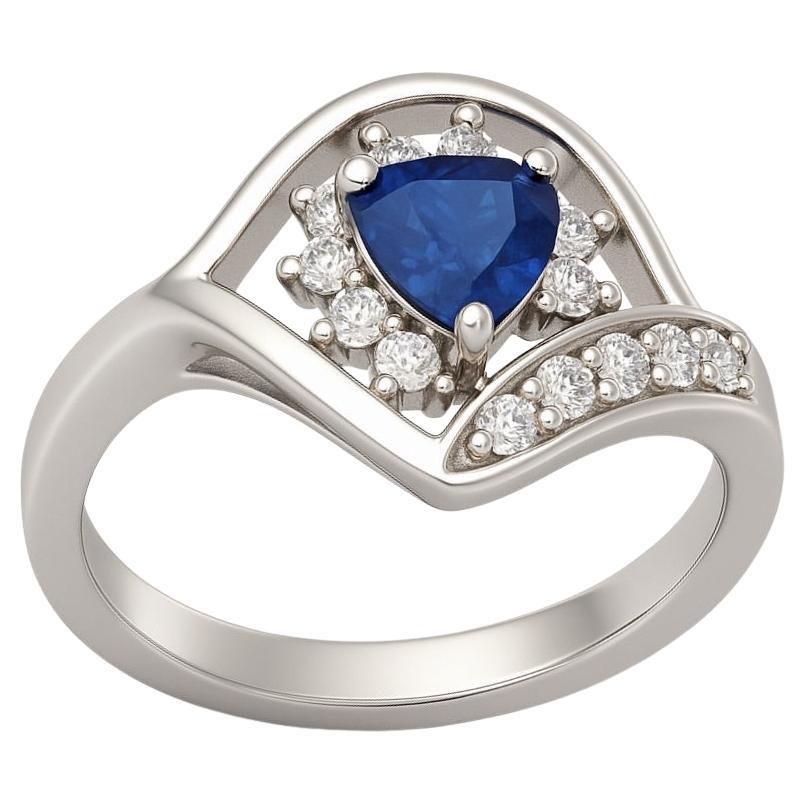Trillion Cut Blue Sapphire Statement Ring