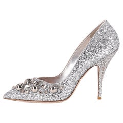 Miu Miu Glitter Stud Embellished Heels