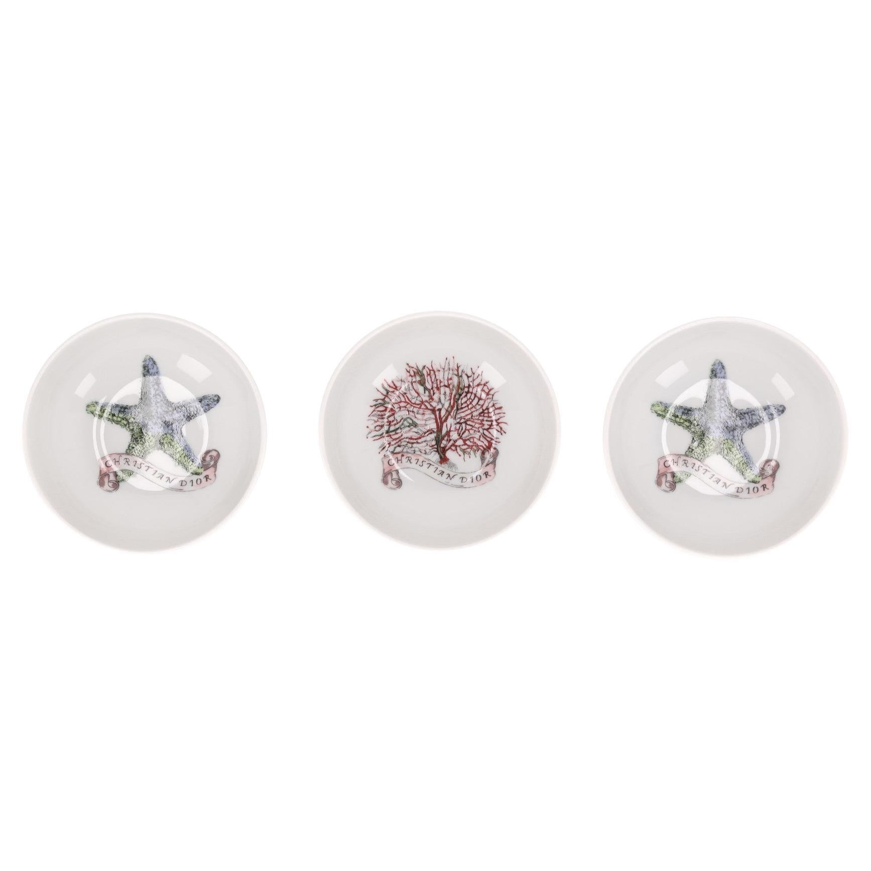 Dior Set Of Three Cabinet de La Mer Limoges Porcelain Bowls For Sale