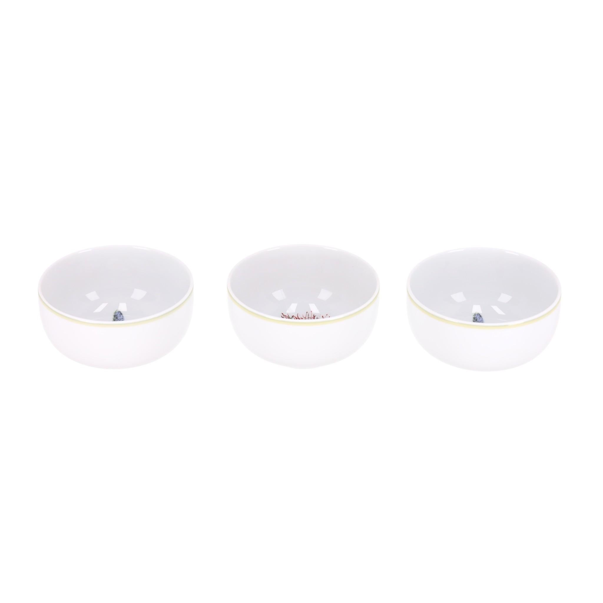 Gray Dior Set Of Three Cabinet de La Mer Limoges Porcelain Bowls For Sale