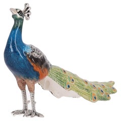 Saturno Hand Enamelled 925 Sterling Silver Peacock Ornament