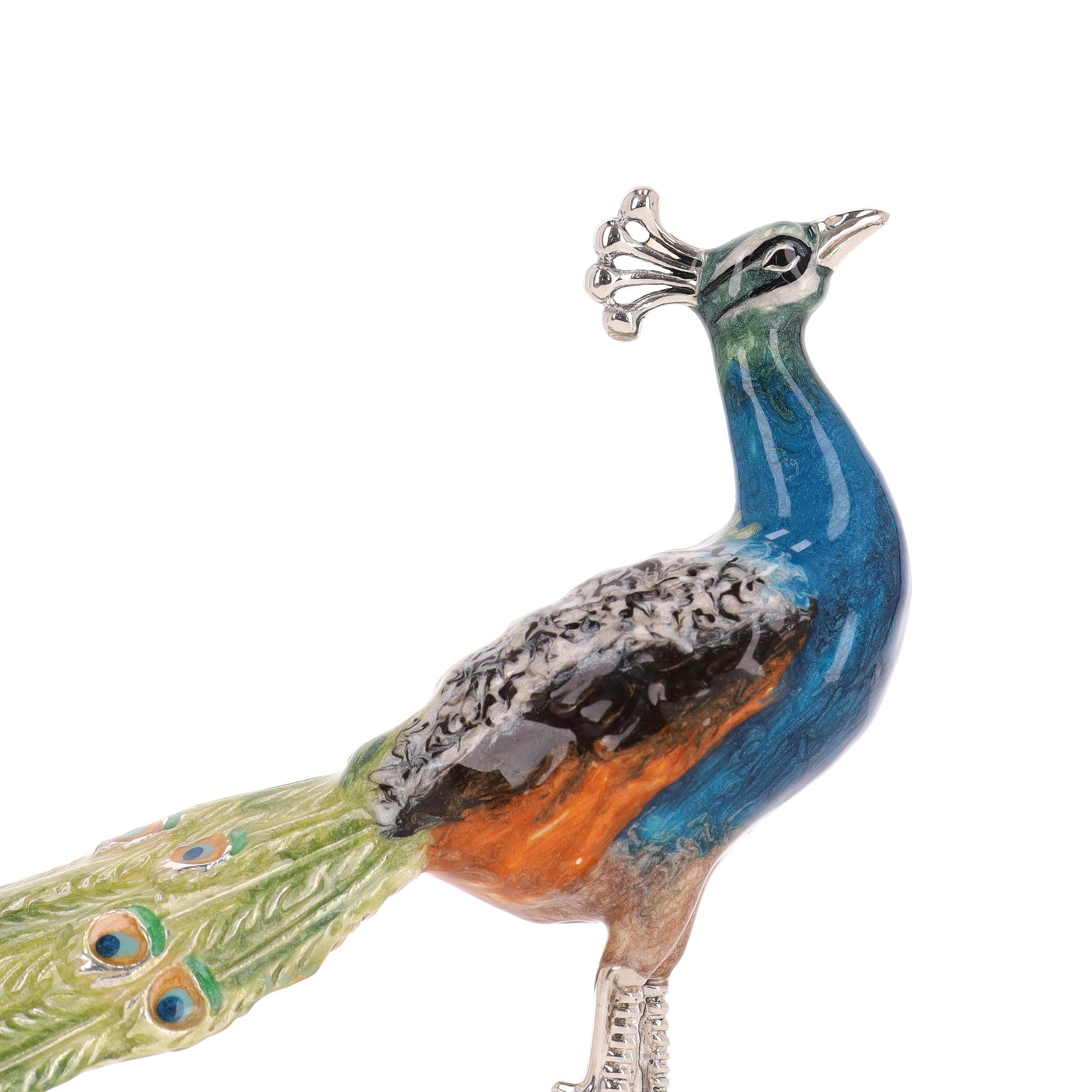 da uomo o donna Saturno Ornamento con pavone in argento 925 smaltato a mano in vendita