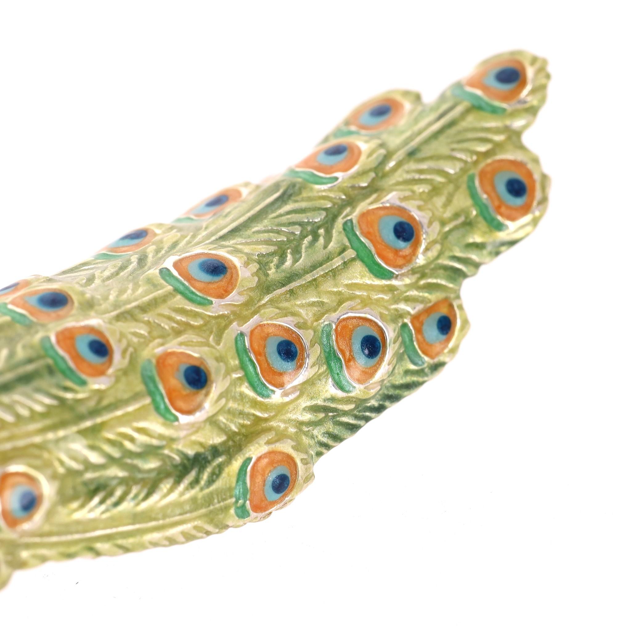Saturno Ornamento con pavone in argento 925 smaltato a mano in vendita 2