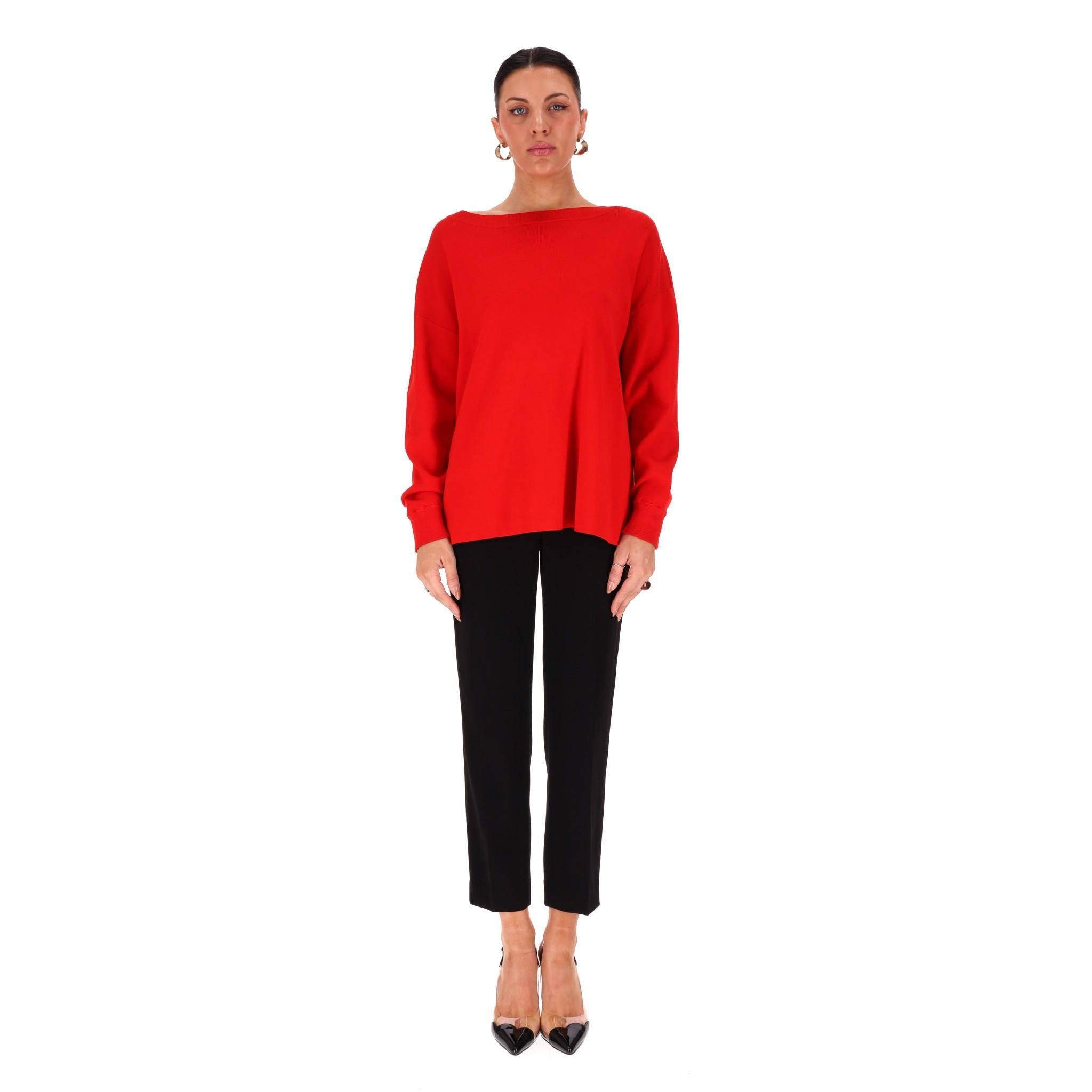 Alice + Olivia Strickpullover mit Knopfleiste

Roter Strickpulli mit Bootsausschnitt, langen Ärmeln und lockerer Silhouette.

Mit asymmetrischem Knopfverschluss auf der Rückseite verziert.

Preis ca. £380

Größe - M

Zustand - Sehr gut (kleiner