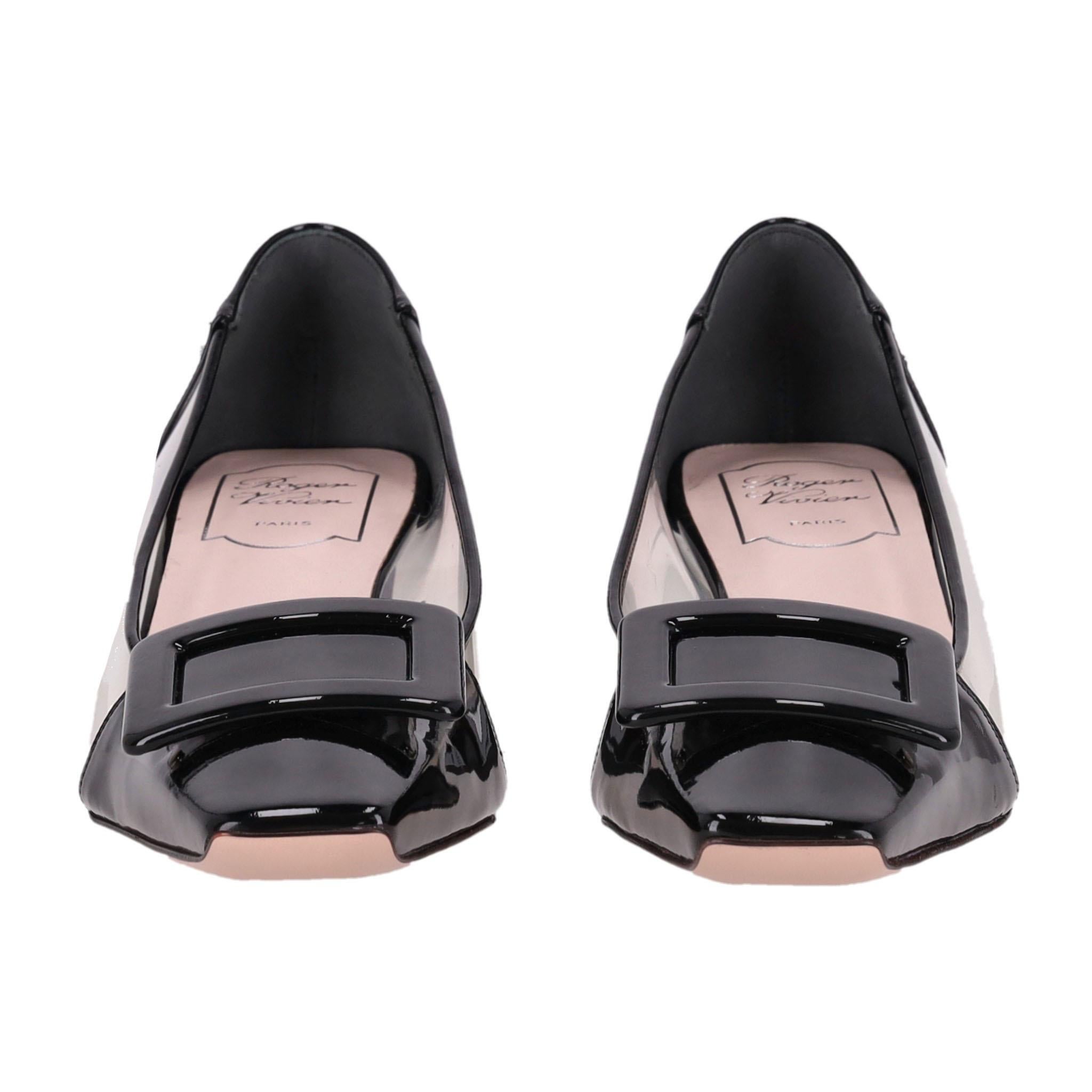 Roger Vivier Belle Vivier Bombas de charol con inserciones de PVC Negro en venta