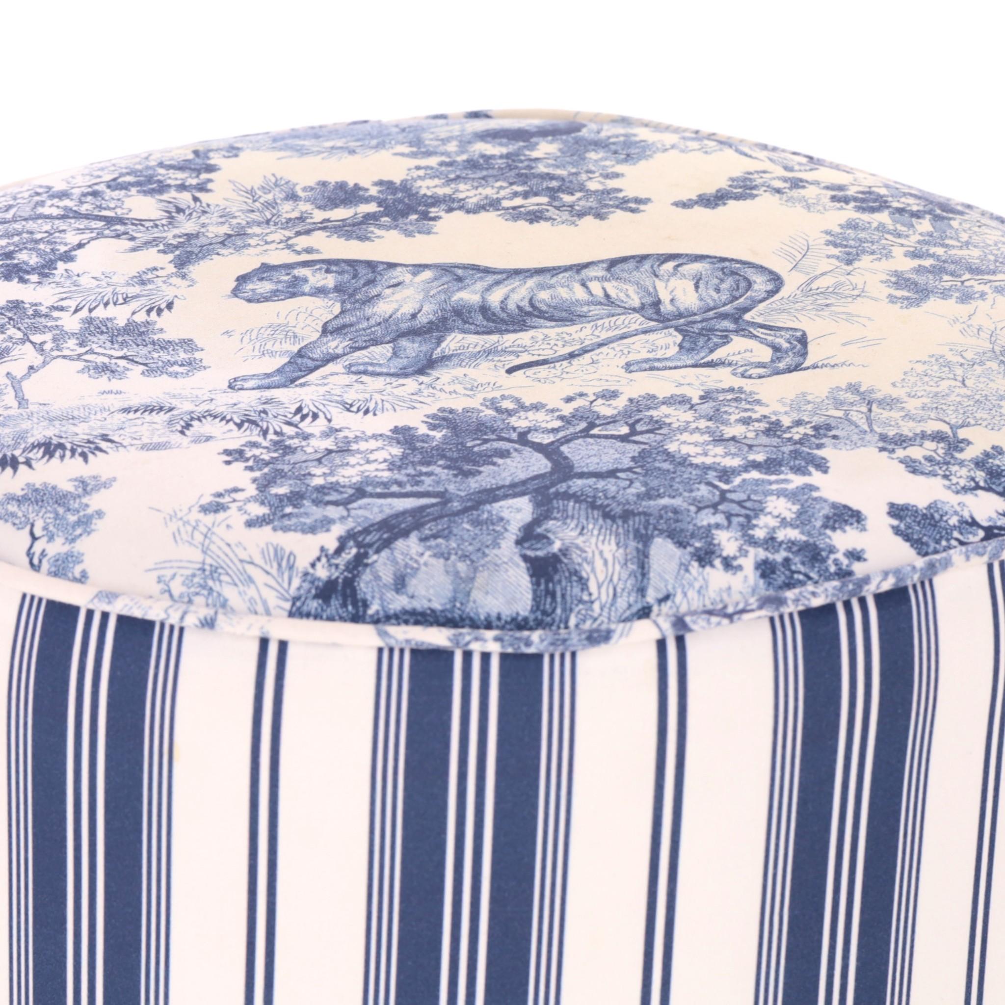 Dior Toile de Jouy Beechwood Stool For Sale 3