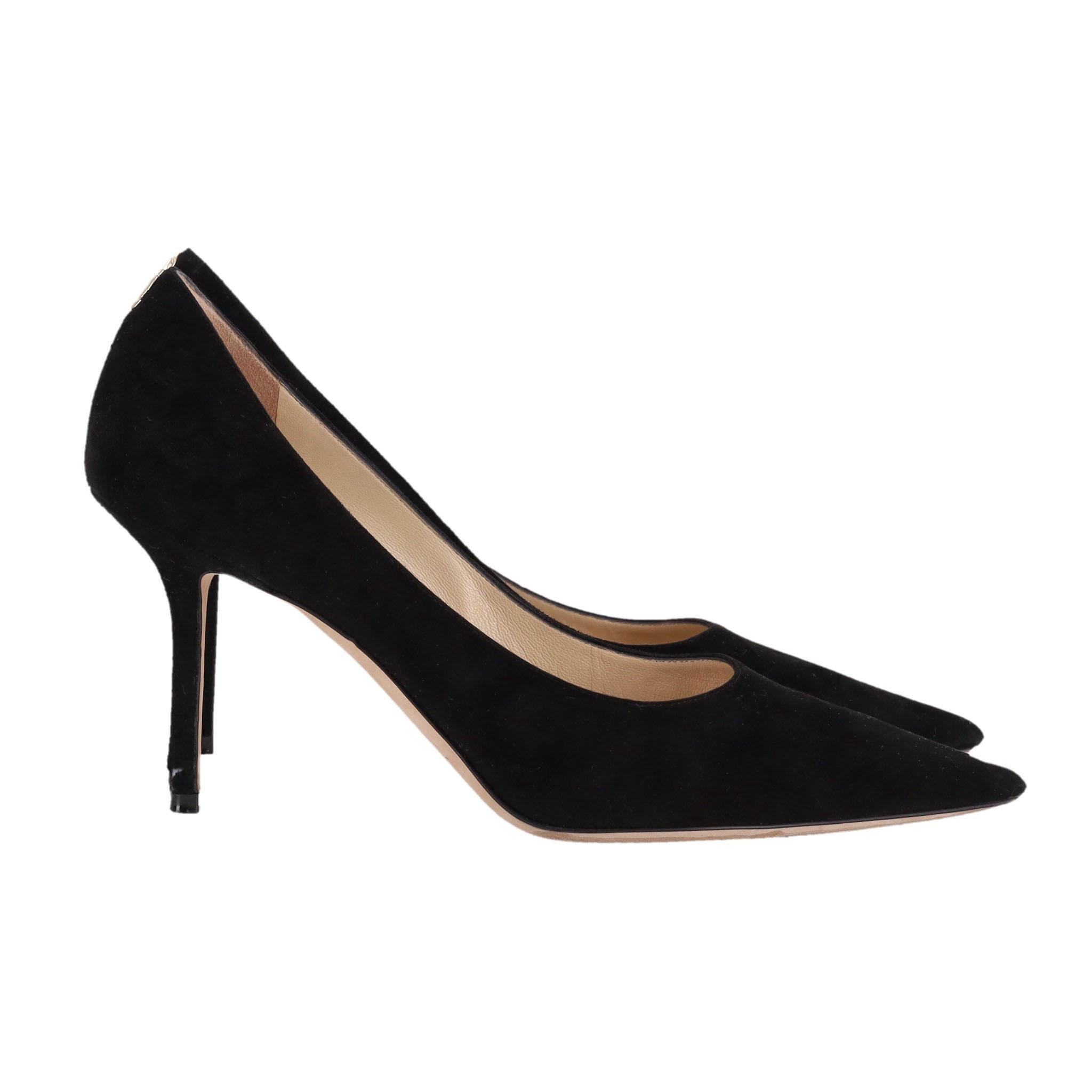 Jimmy Choo - Love 85 - Talons en daim avec emblème 'JC'. Bon état - En vente à London, GB