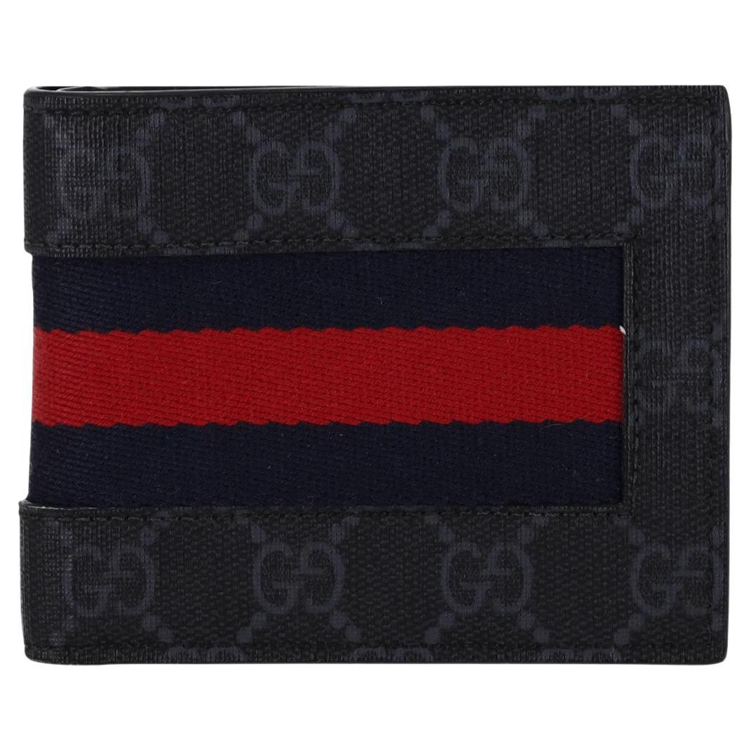 Gucci GG Supreme Monogram Web Stripe Portafoglio Bi-Fold in vendita