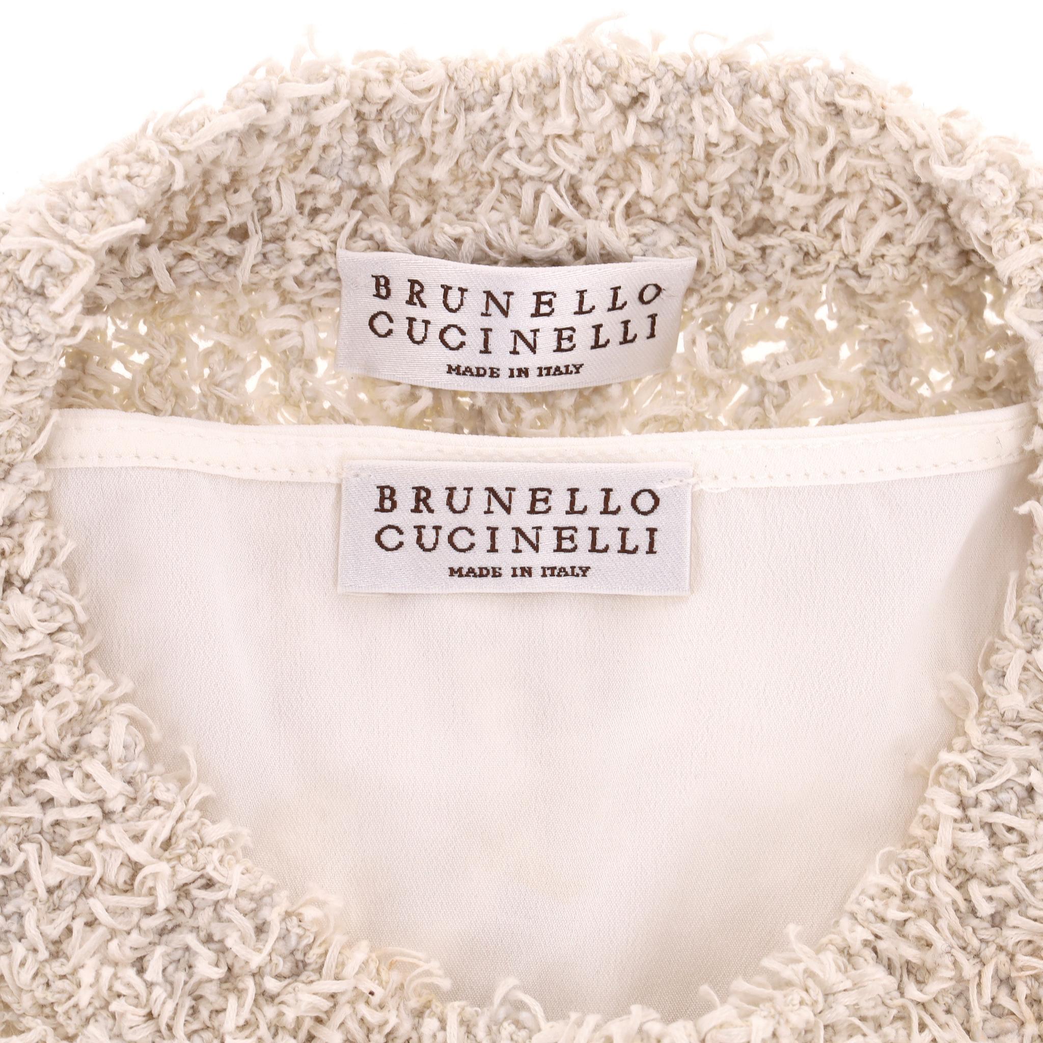 Brunello Cuccinelli Pullover aus strukturierter Baumwolle und Seidenmischung Damen im Angebot