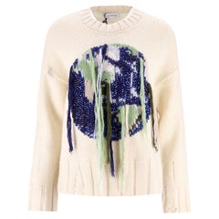 Pull en laine de mouton frangée et embellie de cristaux de JW Anderson Globe