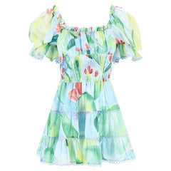 Charo Ruiz - Mini robe en coton à fleurs froncées