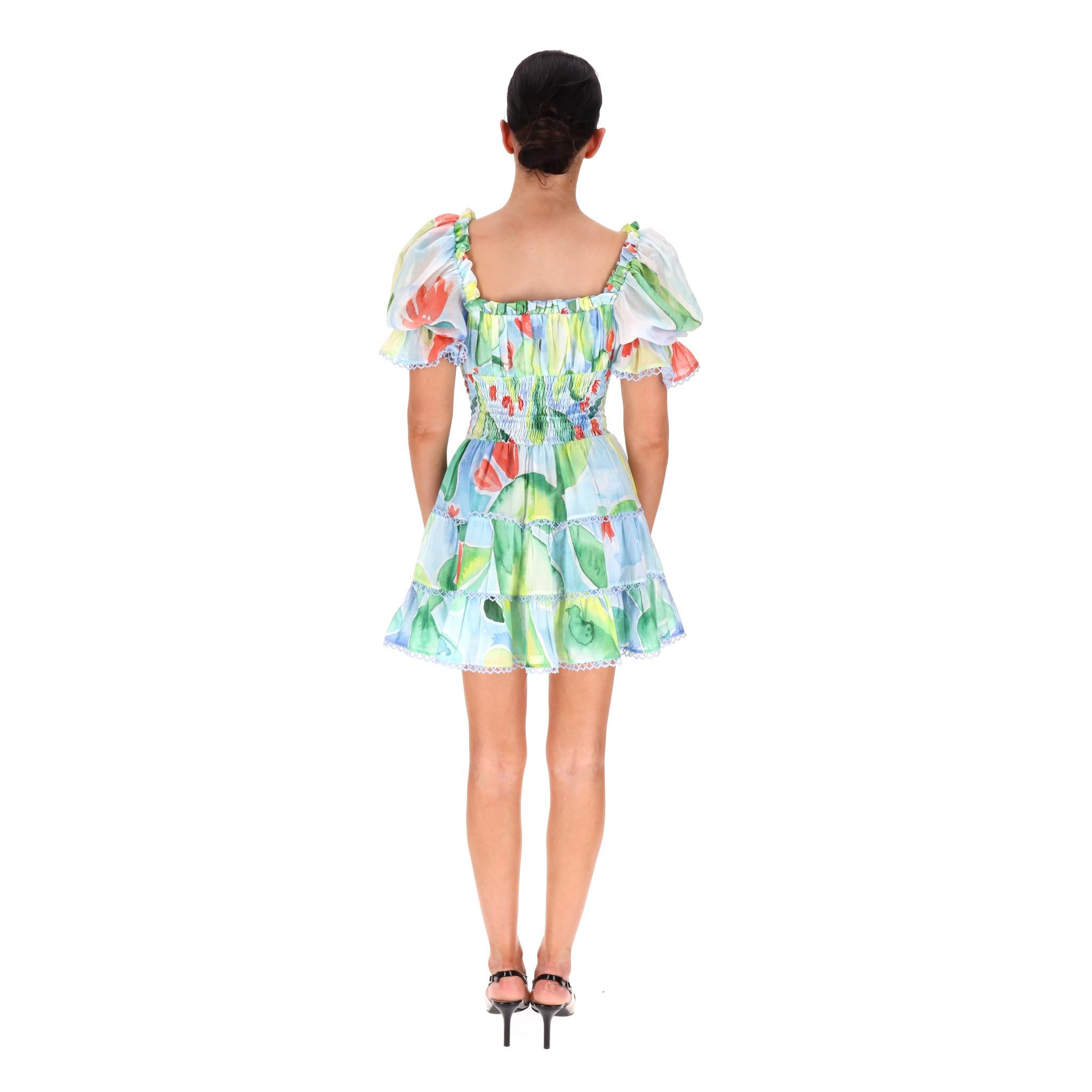 Charo Ruiz - Mini robe en coton à fleurs froncées Excellent état - En vente à London, GB