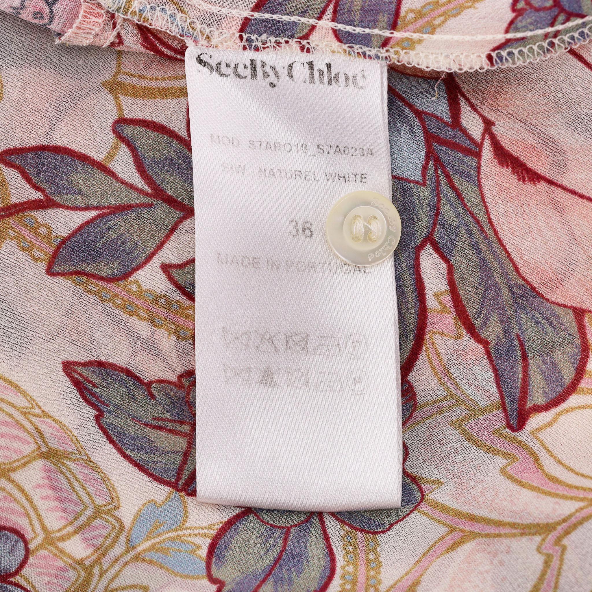 See By Chloe - Robe longue en soie et georgette à fleurs en vente 2