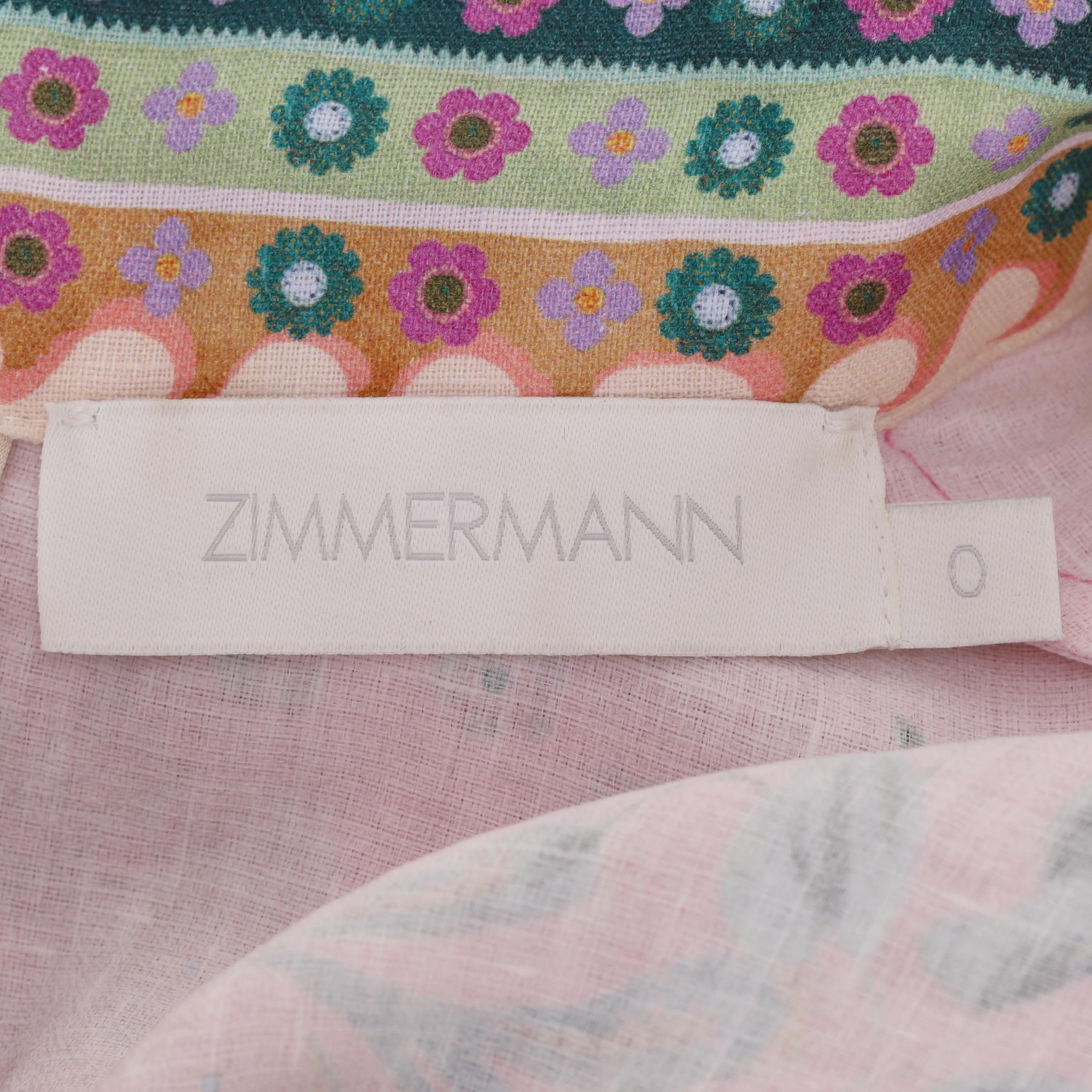 Mini abito in lino con stampa floreale di Zimmermann in vendita 1