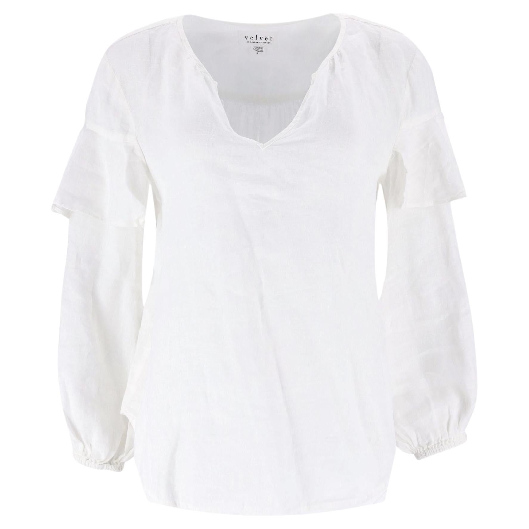 Chemise à volants en lin velouté
