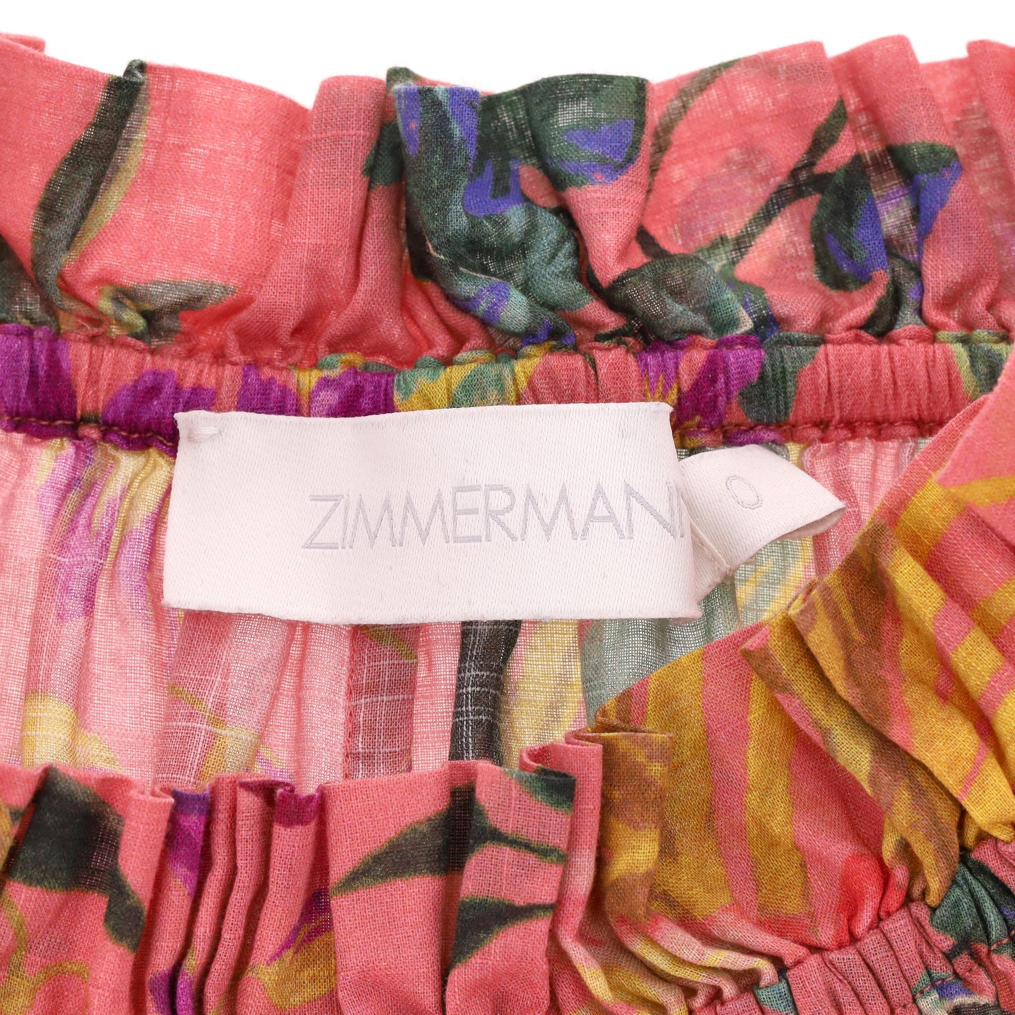 Zimmermann - Robe longue en voile de coton à volants et imprimé floral en vente 1