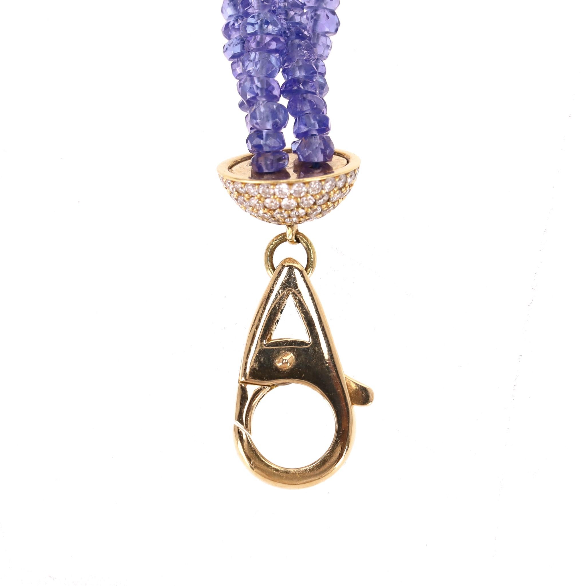 Asprey'S Lotus Collection'S Tansanit & Diamant Lotus Halskette in 18k Gelbgold im Angebot 3