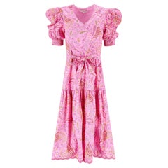 Hale Bob Floral Print Cotton Belted Midi Dress