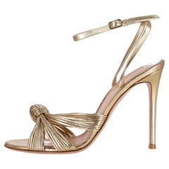 Gianvito Rossi Metallic Knot Strappy Leather Sandals