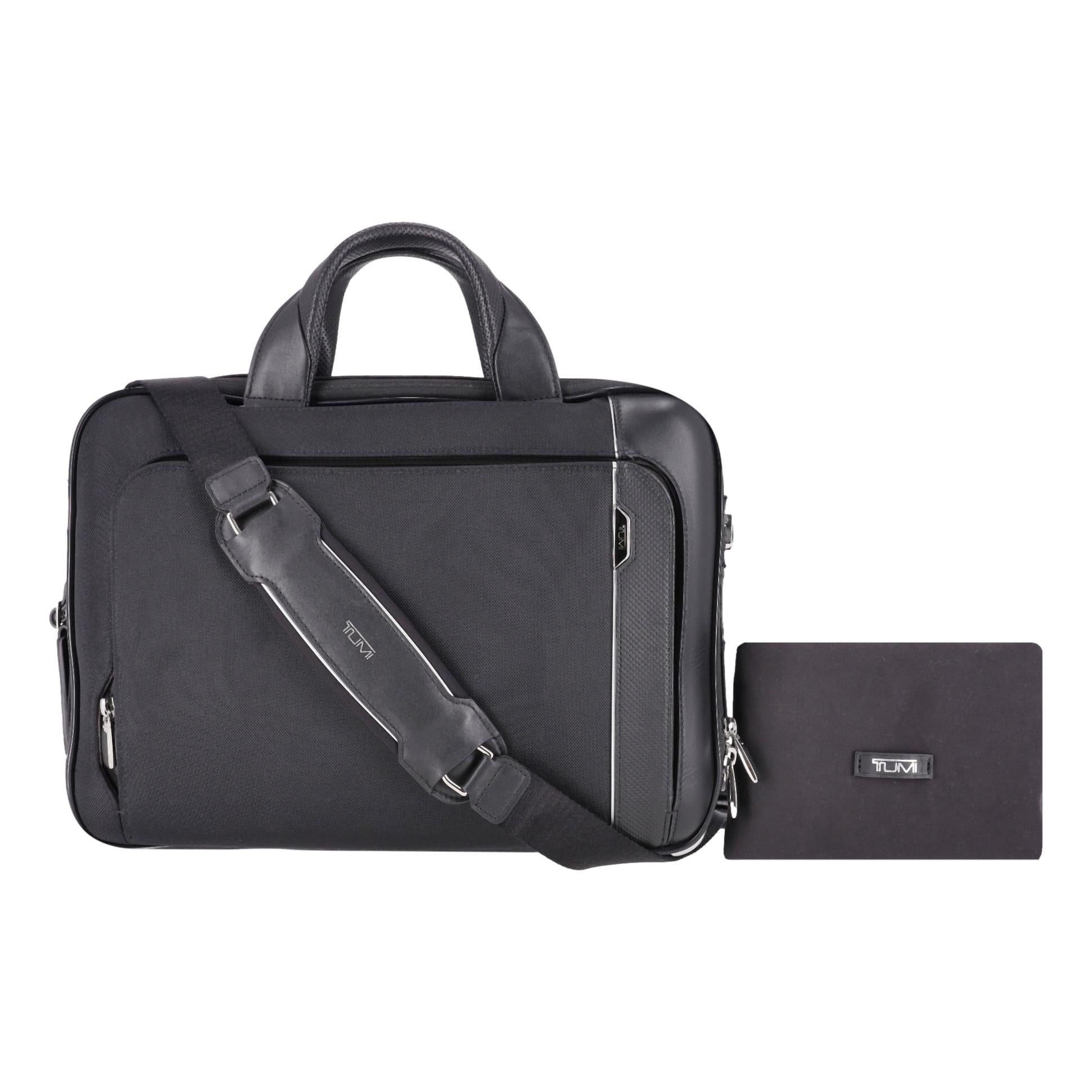Noir Tumi Arrivé Sadler Porte-documents/sacoche avec garniture en cuir en vente