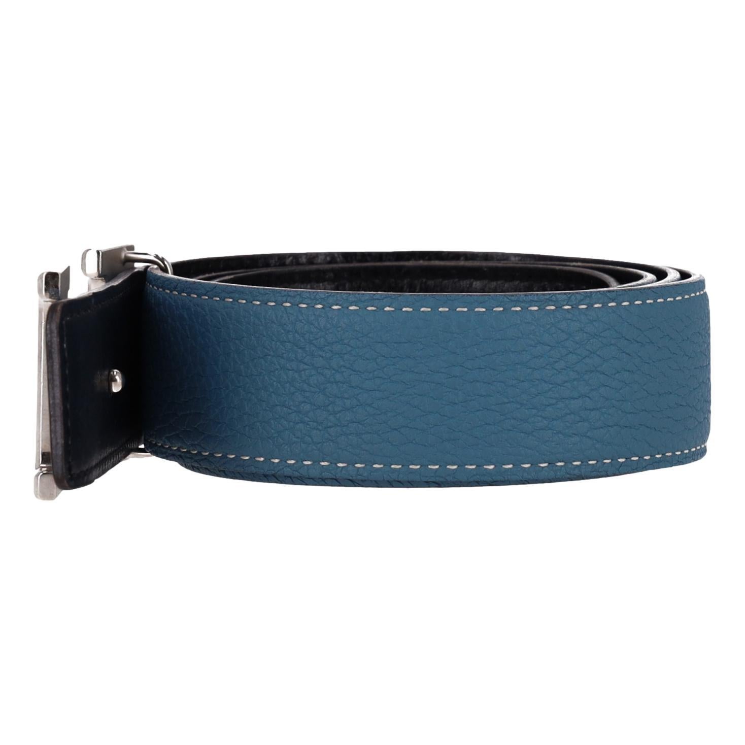 Cinturón reversible de piel de becerro de Togo con hebilla 